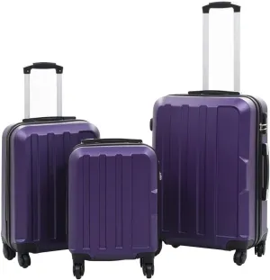 3-Piece Hardcase Trolley Set with Security Locks and 360 Degree Castors, Lightweight ABS Material, Purple