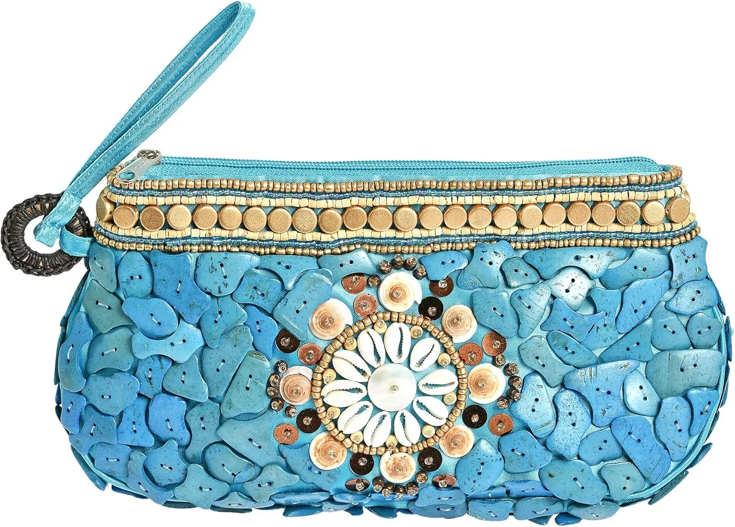 AeraVida Handmade Bohemian Simulated Turquoise Clutch Beach Wedding Purse Bag | Elegant Handmade Purse for Women | Bohemian Fashion Gifts for Women