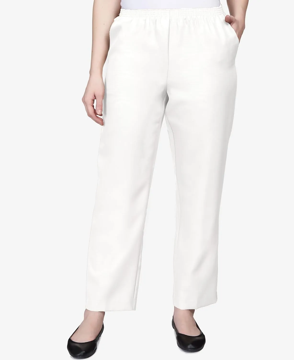 Alfred Dunner All Around Elastic Waist Polyester Short Petite Pants - Pull-On Style