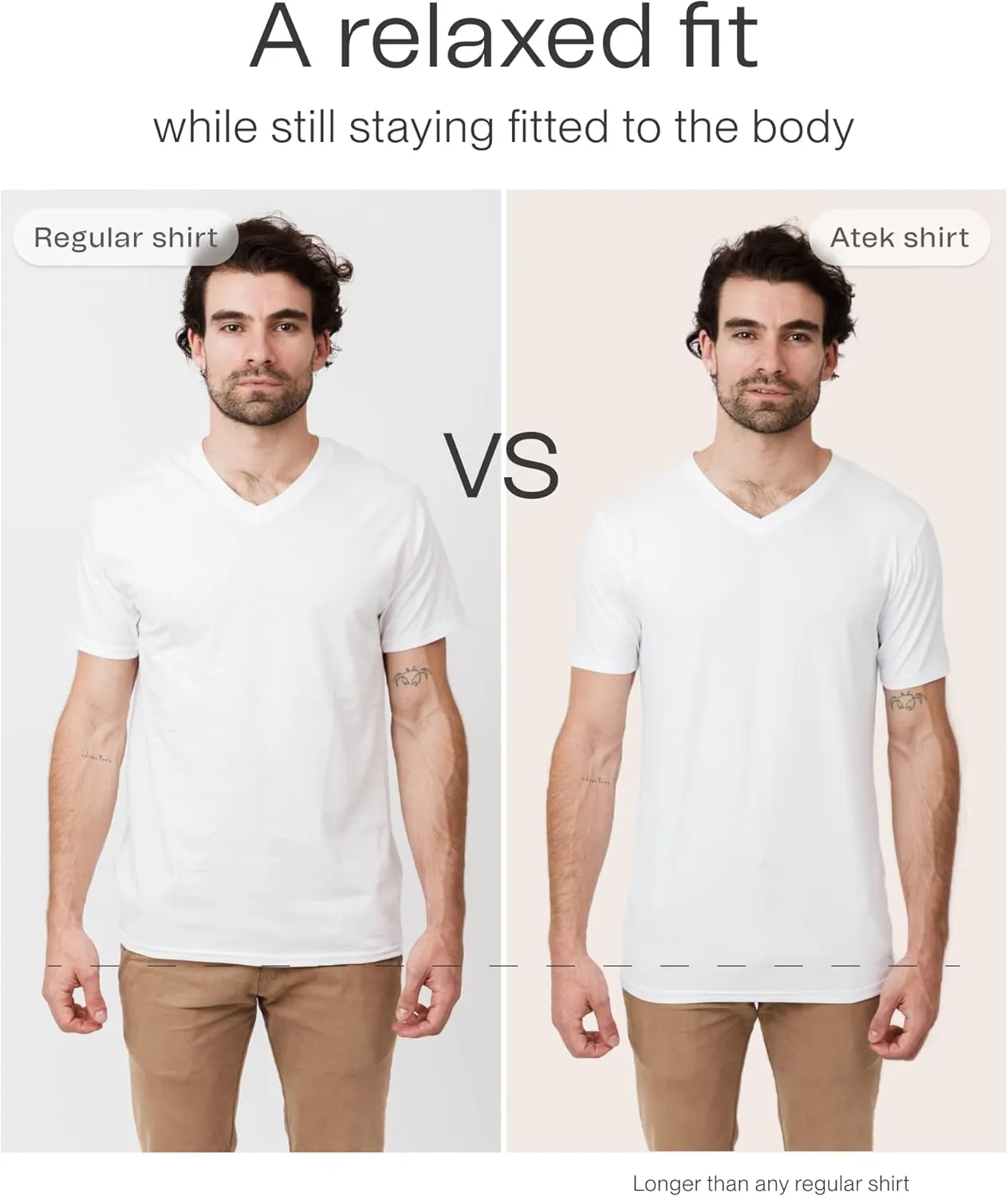 ATEK Mens Stay Tucked Cooling Undershirts | Moisture Wicking Sweatproof Breathable V Neck T Shirts, Extra Long