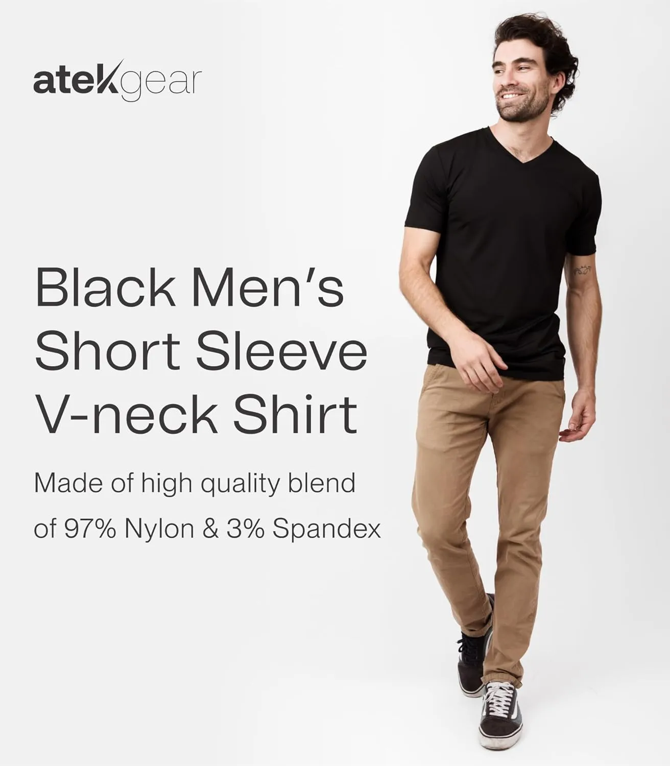 ATEK Mens Stay Tucked Cooling Undershirts | Moisture Wicking Sweatproof Breathable V Neck T Shirts, Extra Long