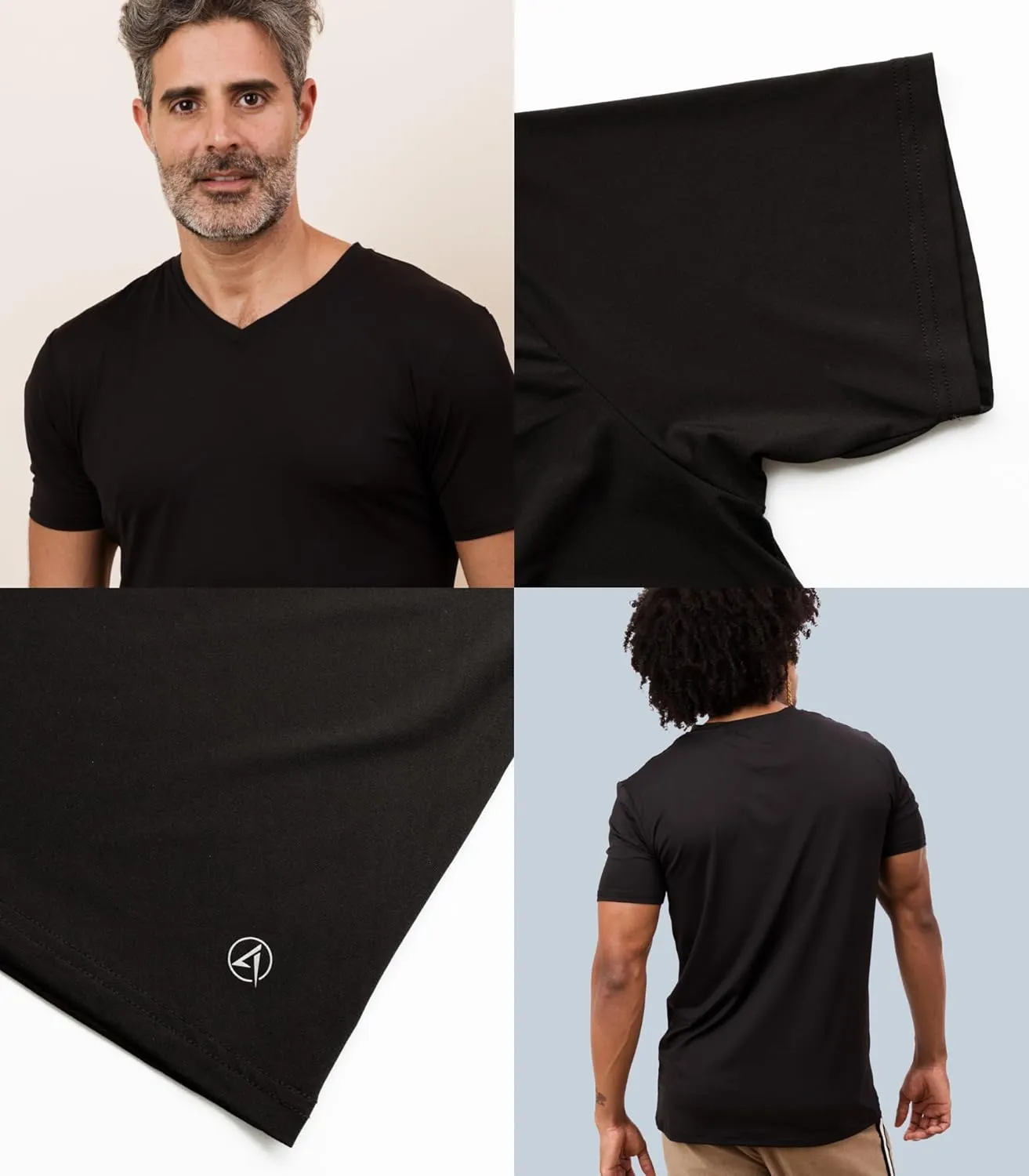 ATEK Mens Stay Tucked Cooling Undershirts | Moisture Wicking Sweatproof Breathable V Neck T Shirts, Extra Long