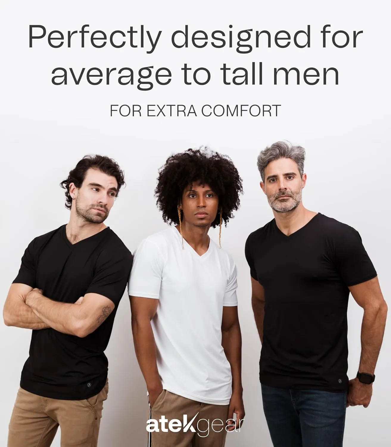 ATEK Mens Stay Tucked Cooling Undershirts | Moisture Wicking Sweatproof Breathable V Neck T Shirts, Extra Long