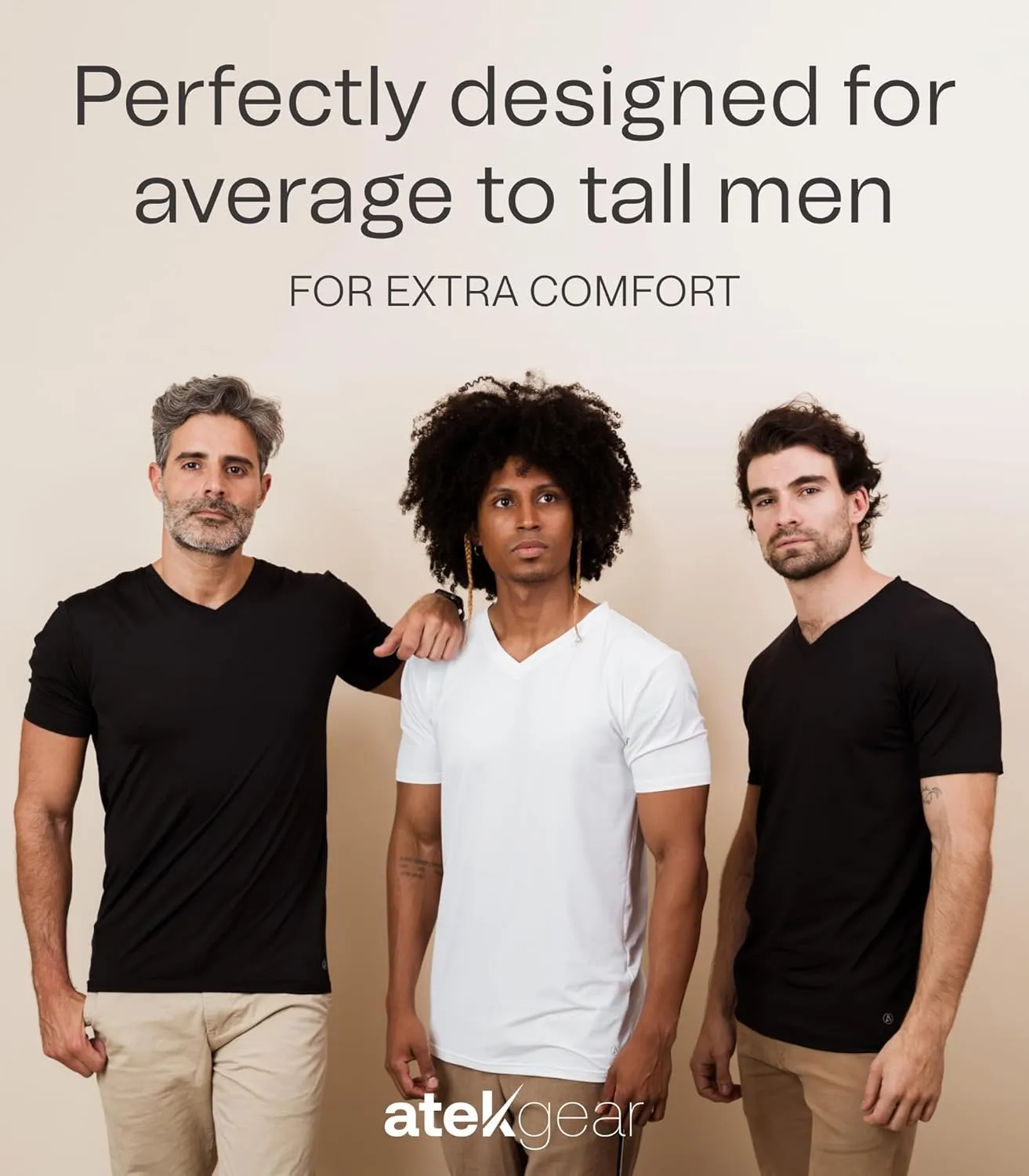 ATEK Mens Stay Tucked Cooling Undershirts | Moisture Wicking Sweatproof Breathable V Neck T Shirts, Extra Long