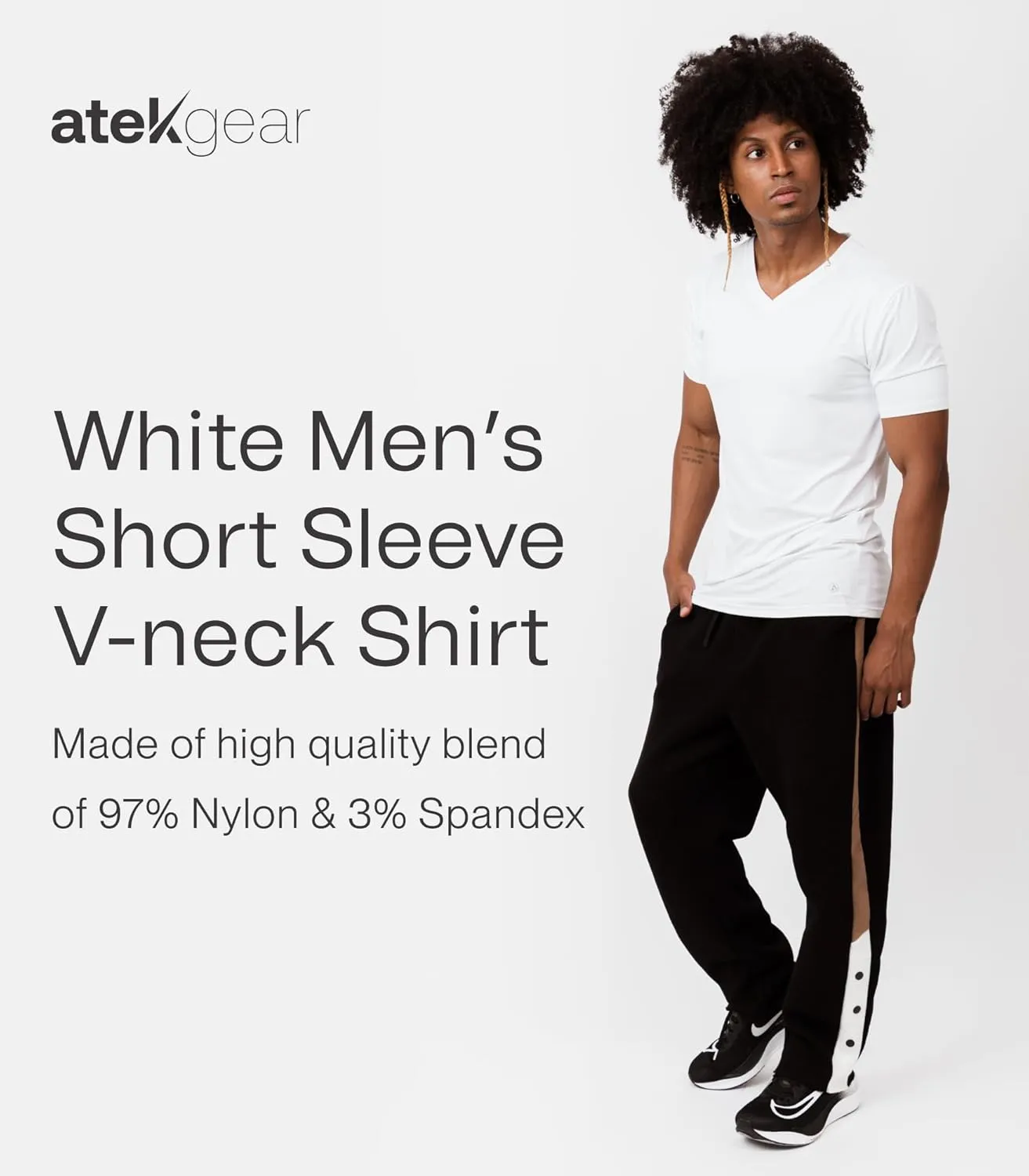 ATEK Mens Stay Tucked Cooling Undershirts | Moisture Wicking Sweatproof Breathable V Neck T Shirts, Extra Long