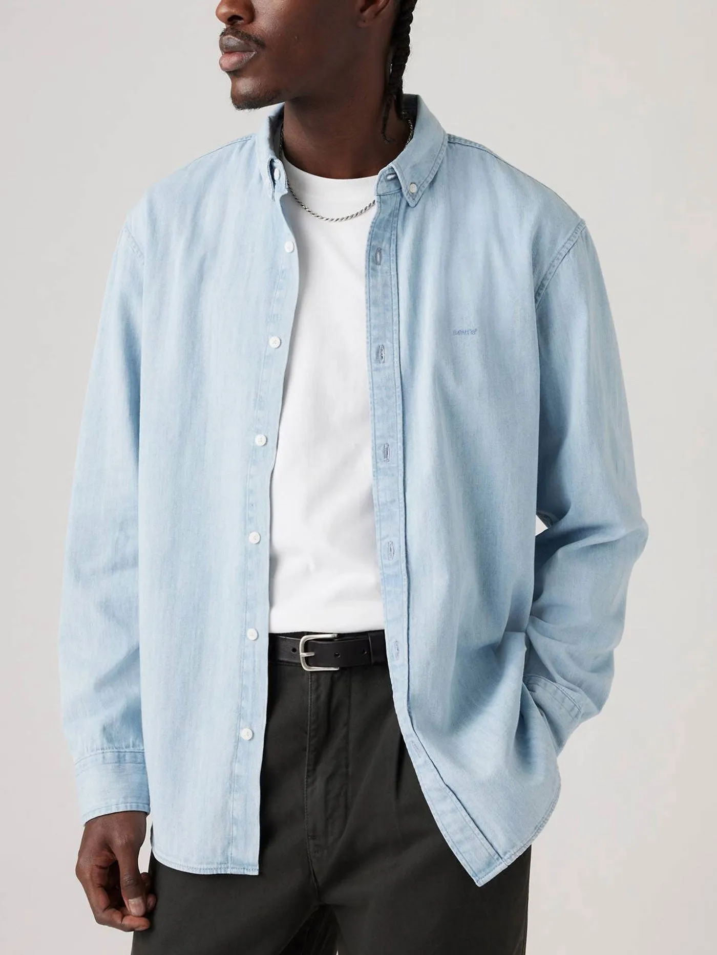 Authentic Andre Light Wash Long Sleeve Buttondown Shirt