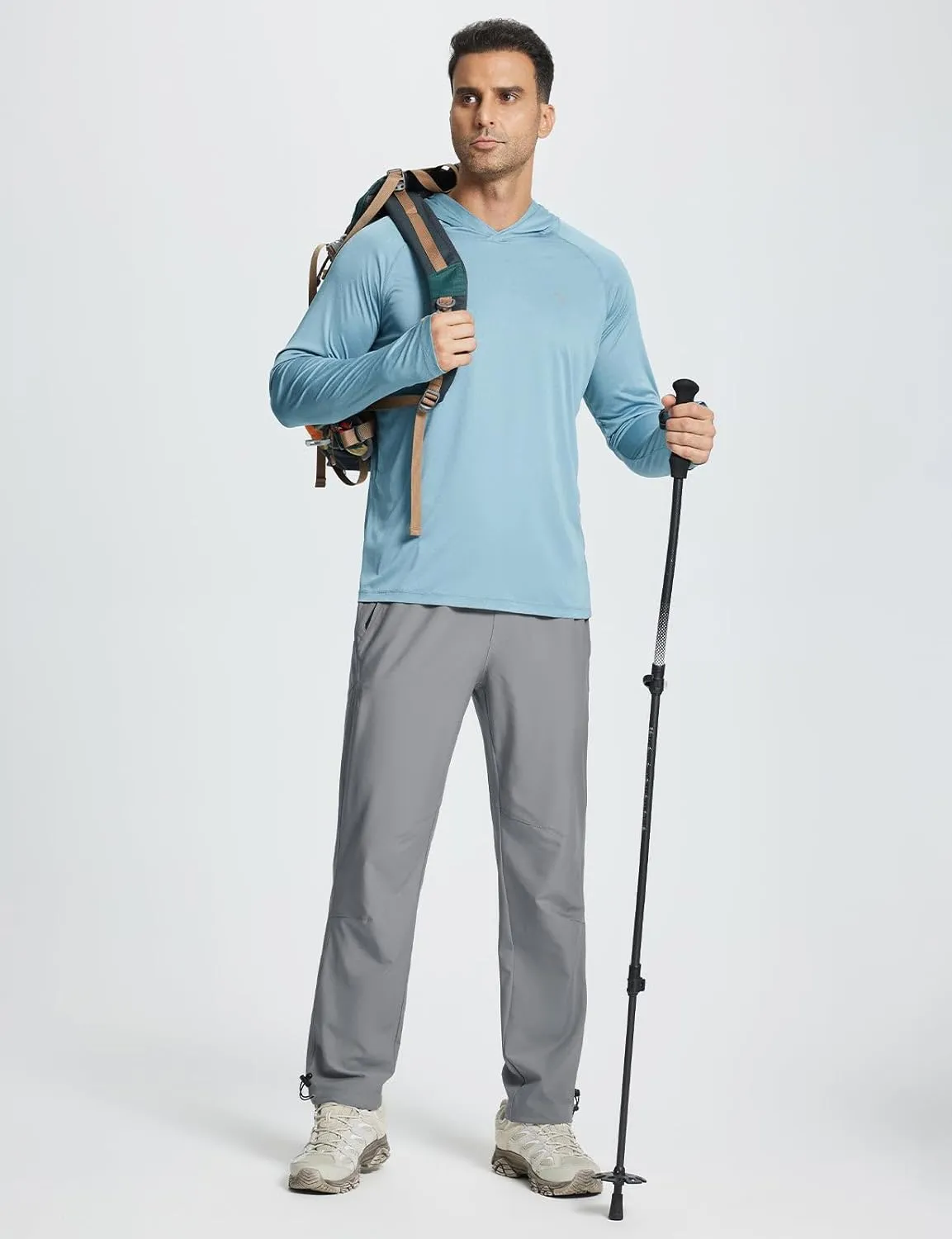 baleaf Men's Hiking Pants Lightweight Quick Dry Water Resistant Elastic Waist Cargo Pants with Zip Pockets for Outdoor