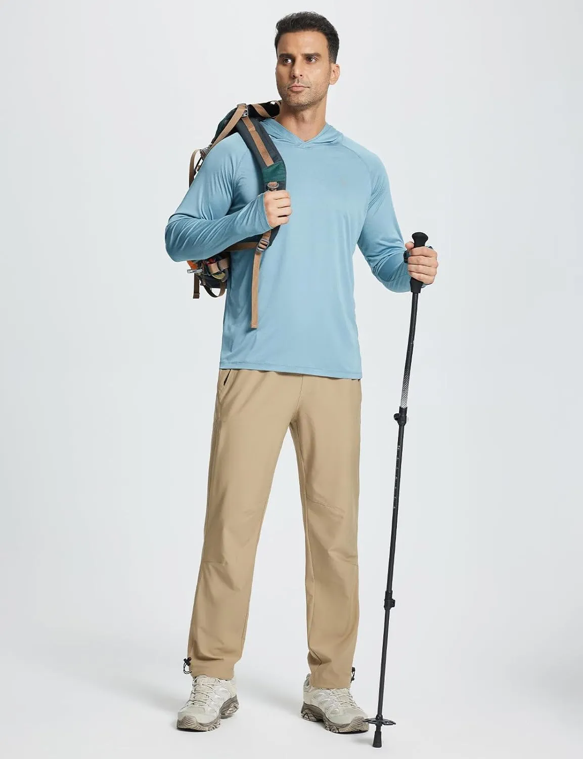 baleaf Men's Hiking Pants Lightweight Quick Dry Water Resistant Elastic Waist Cargo Pants with Zip Pockets for Outdoor