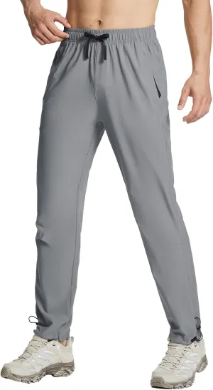 baleaf Men's Hiking Pants Lightweight Quick Dry Water Resistant Elastic Waist Cargo Pants with Zip Pockets for Outdoor