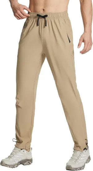 baleaf Men's Hiking Pants Lightweight Quick Dry Water Resistant Elastic Waist Cargo Pants with Zip Pockets for Outdoor