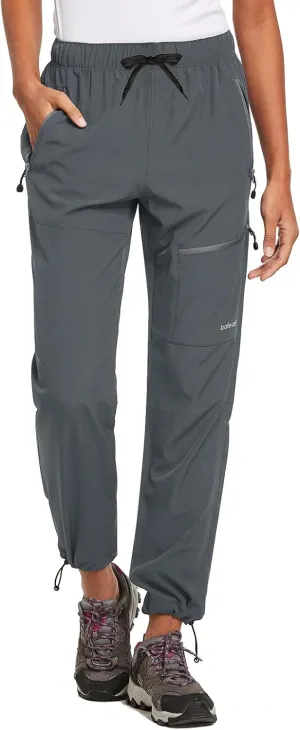 baleaf Women's Petite Hiking Pants Lightweight Quick Dry Water Resistant Cargo Pants 27'' Inseam for All Seasons Dark Gray Size M