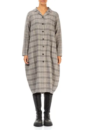 Balloon Greige Check Linen Jacket Dress