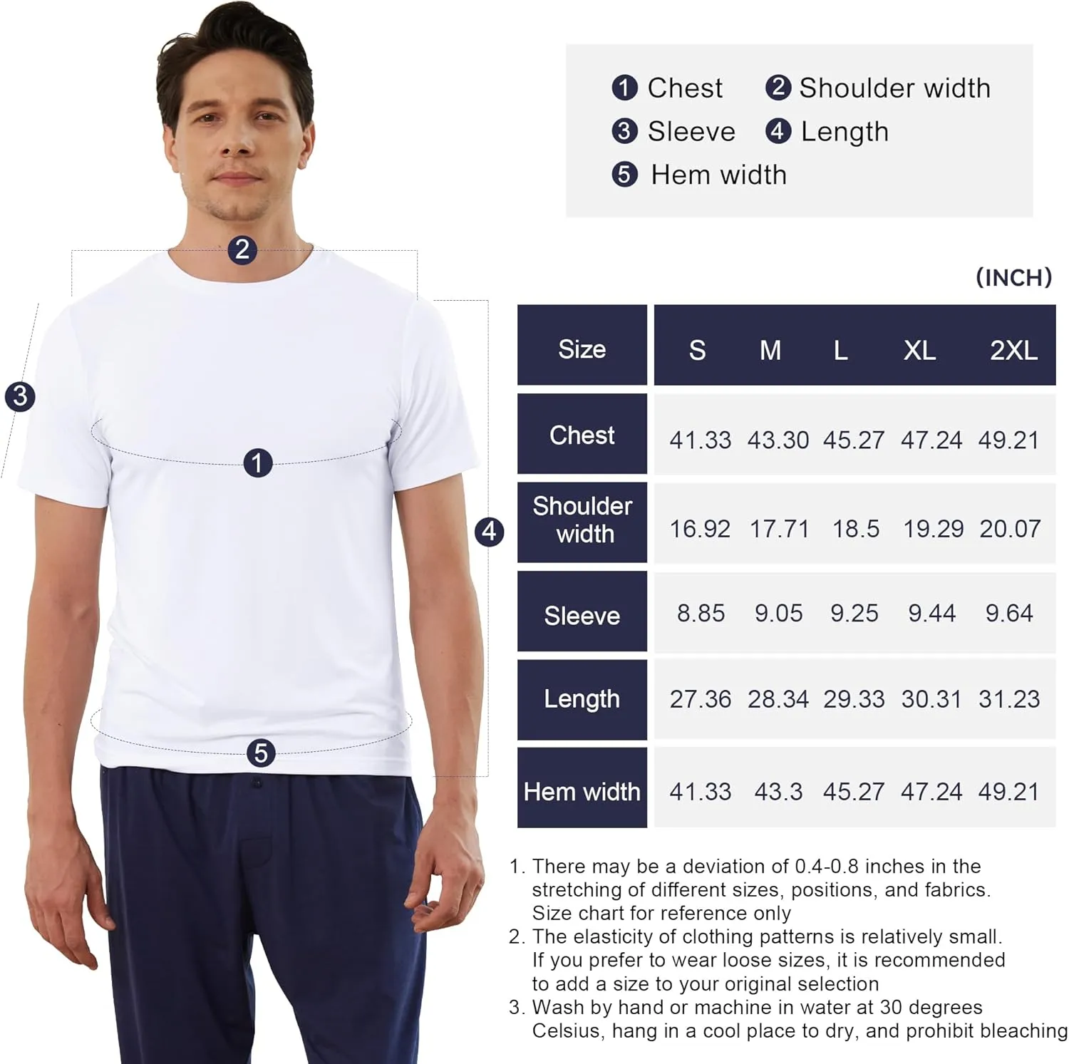 BAMBOO COOL Men's Undershirts Moisture-Wicking Crewneck T Shirts, Breathable Stretch Soft Tees for Men, 3 or 6 Pack