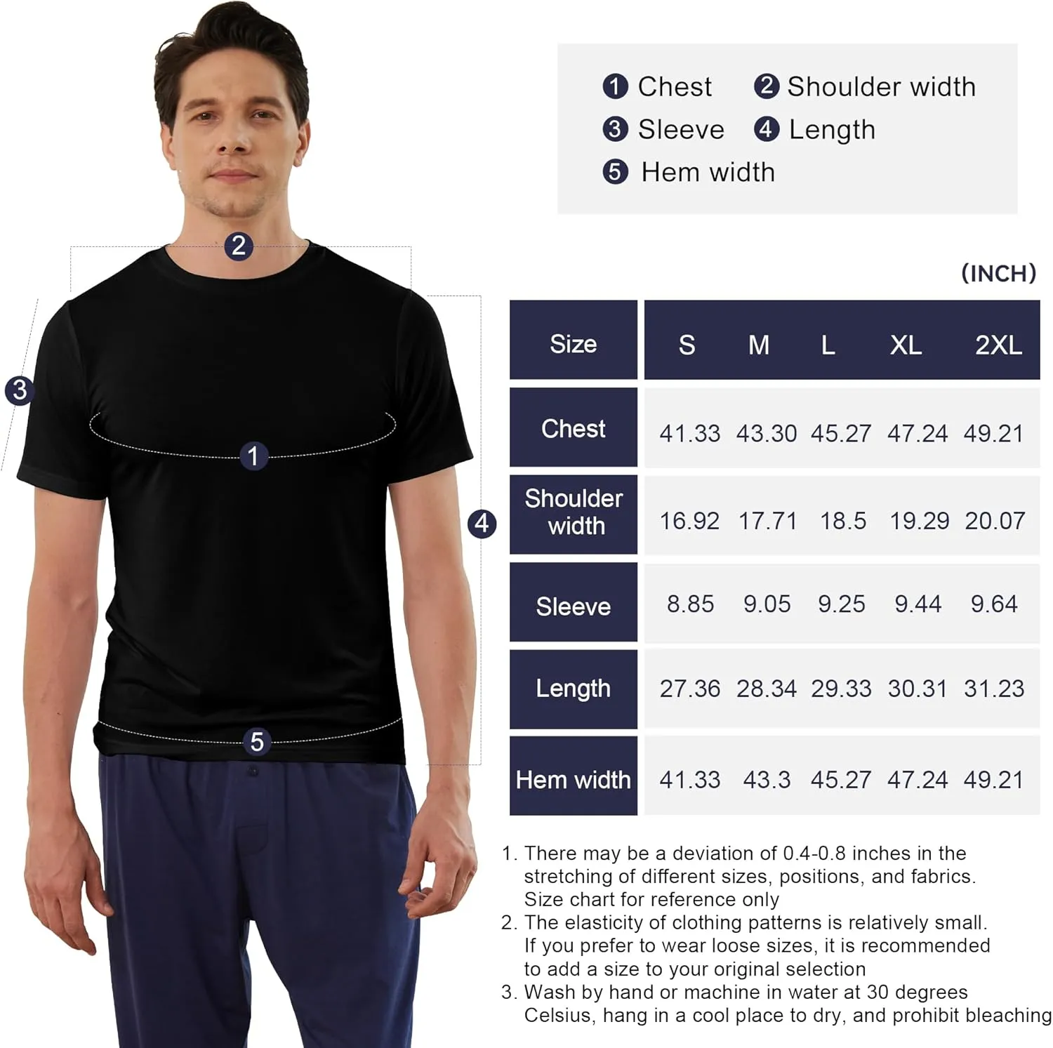 BAMBOO COOL Men's Undershirts Moisture-Wicking Crewneck T Shirts, Breathable Stretch Soft Tees for Men, 3 or 6 Pack