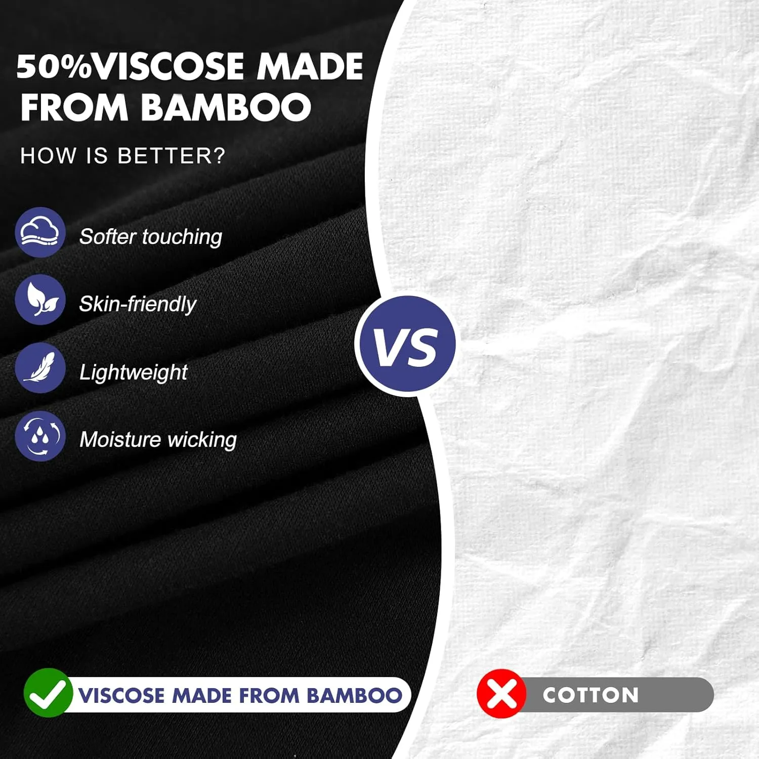 BAMBOO COOL Men's Undershirts Moisture-Wicking Crewneck T Shirts, Breathable Stretch Soft Tees for Men, 3 or 6 Pack