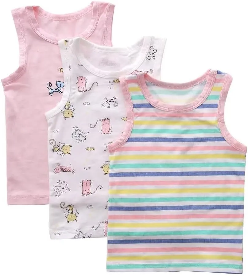 benetia Girl's Boys Cotton Tank Kids Undershirts 3-Pack