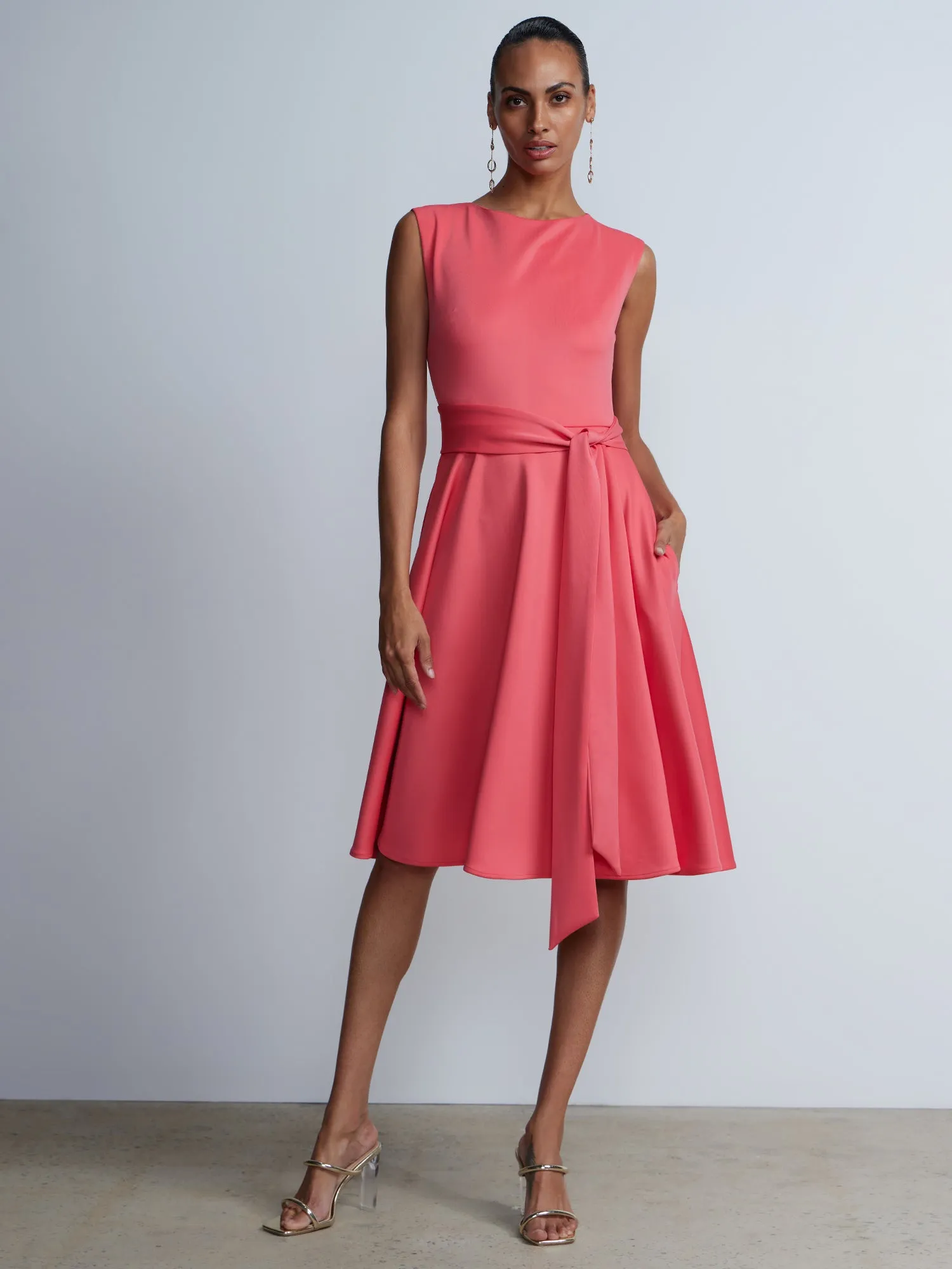 Boat Neck Flare Dress