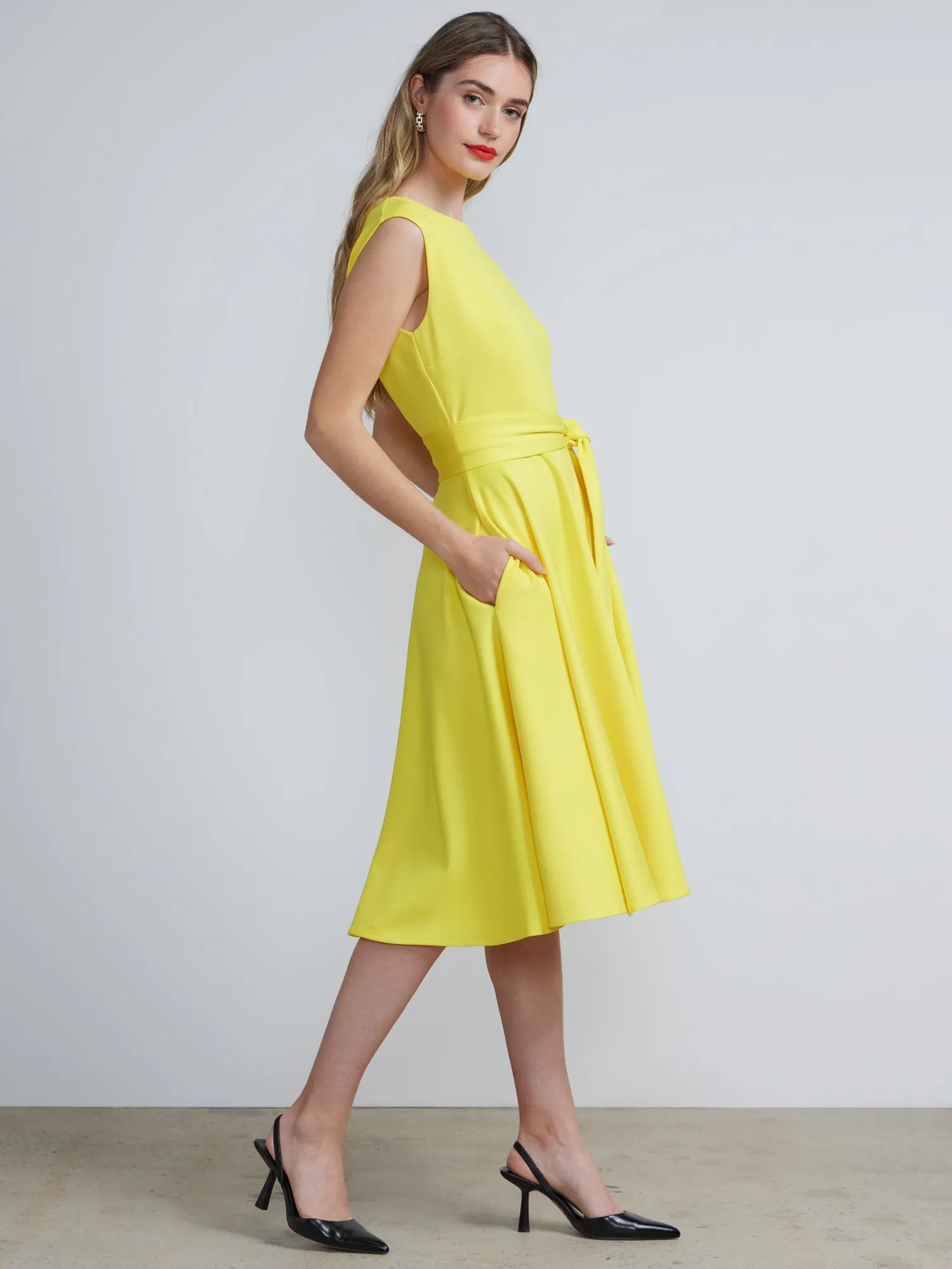 Boat Neck Flare Dress