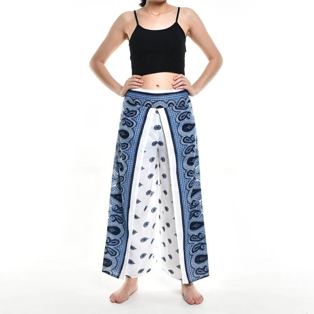 Bohotusk White Butterfly Print Womens Palazzo Pants S/M (UK 8 - 10)