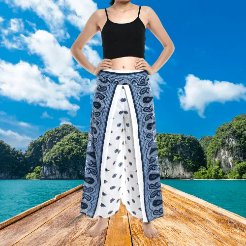 Bohotusk White Butterfly Print Womens Palazzo Pants S/M (UK 8 - 10)