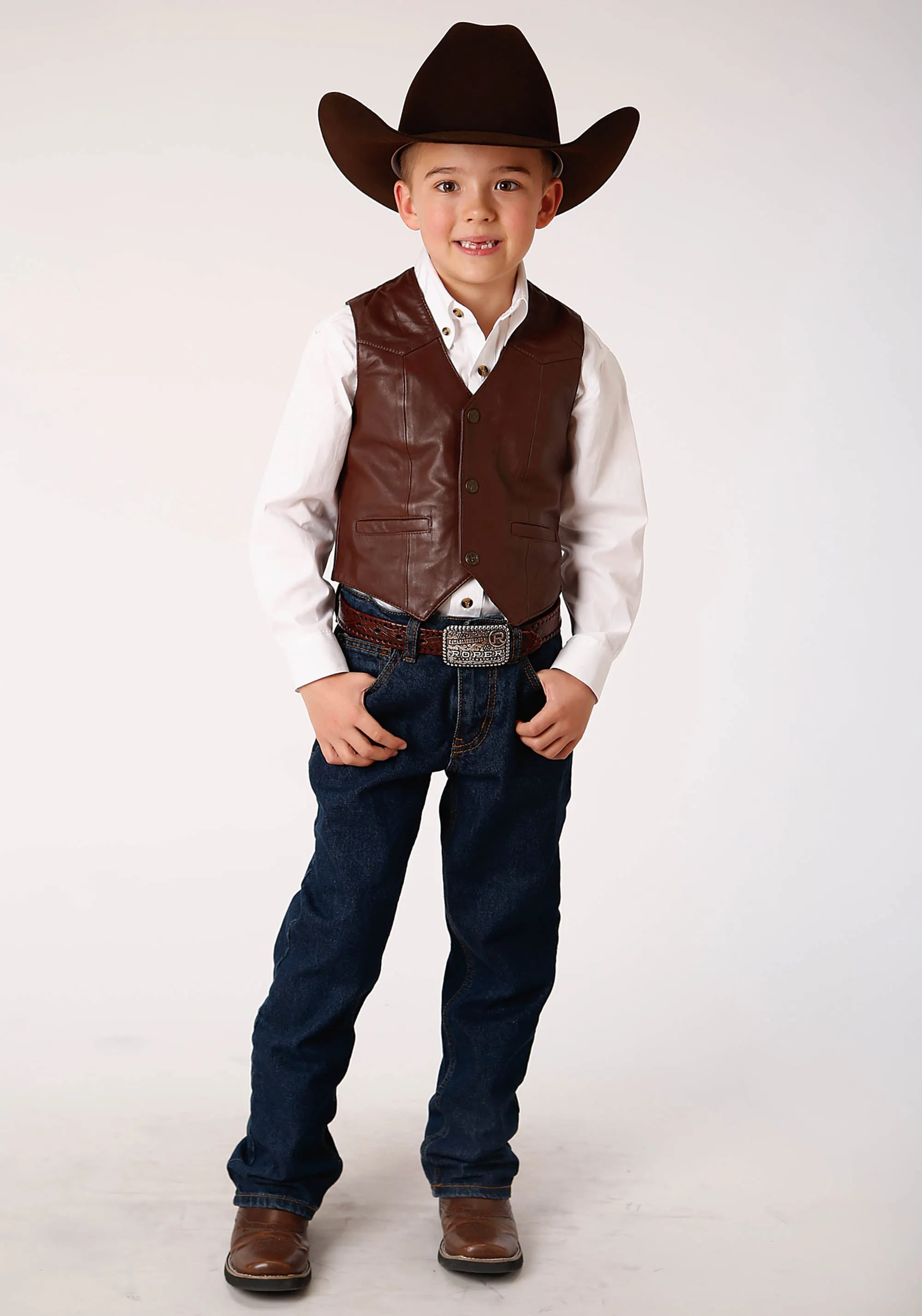 Boy's Brown Lamb Skin Vest