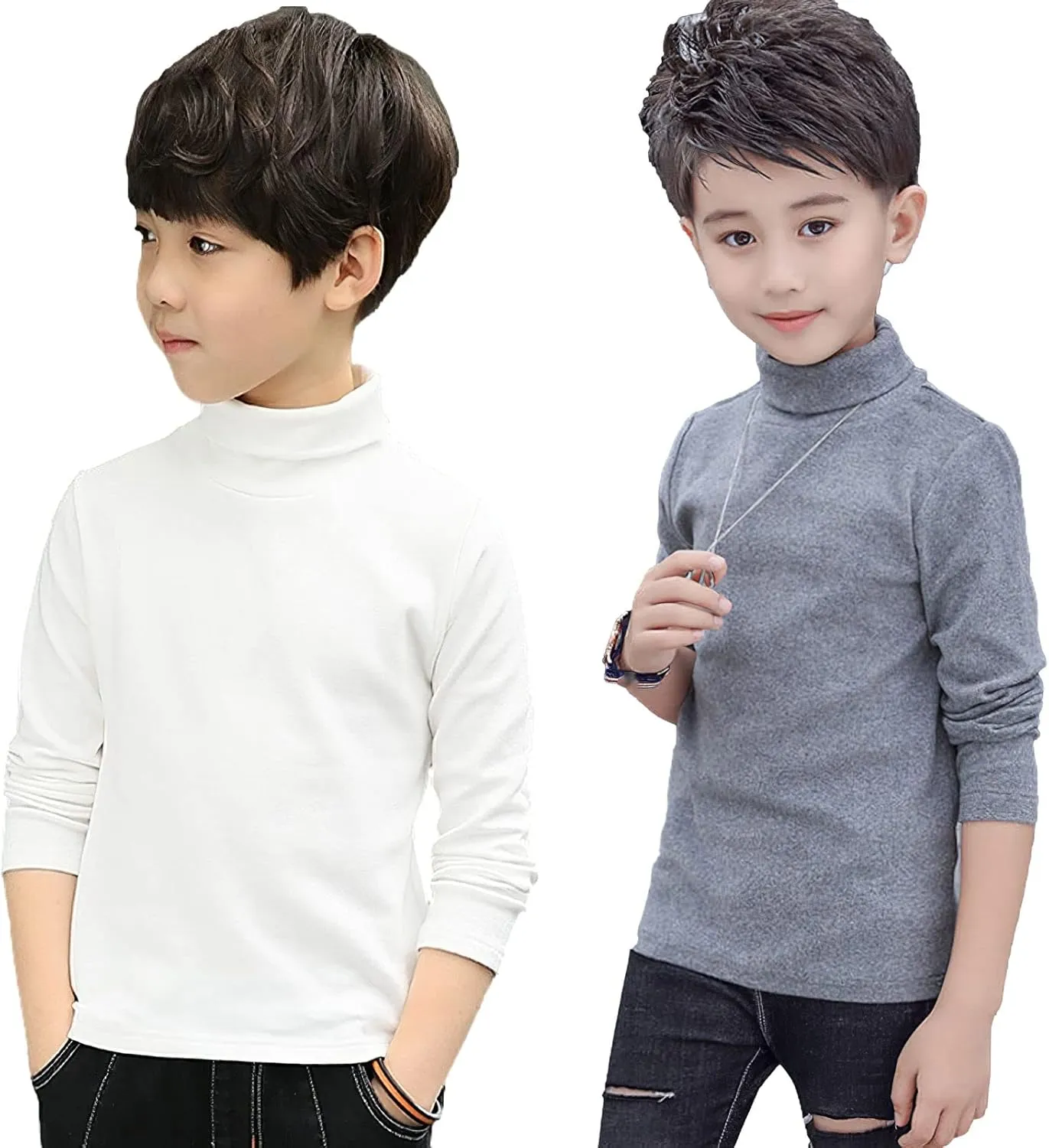 Boys Girls Base Layer Thermal Shirt Turtleneck Long Sleeve Elastic Casual Undershirts 3pcs Set