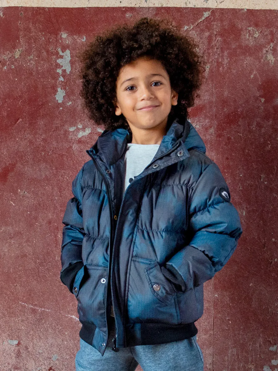 Boys Navy and Teal Puffer Coat