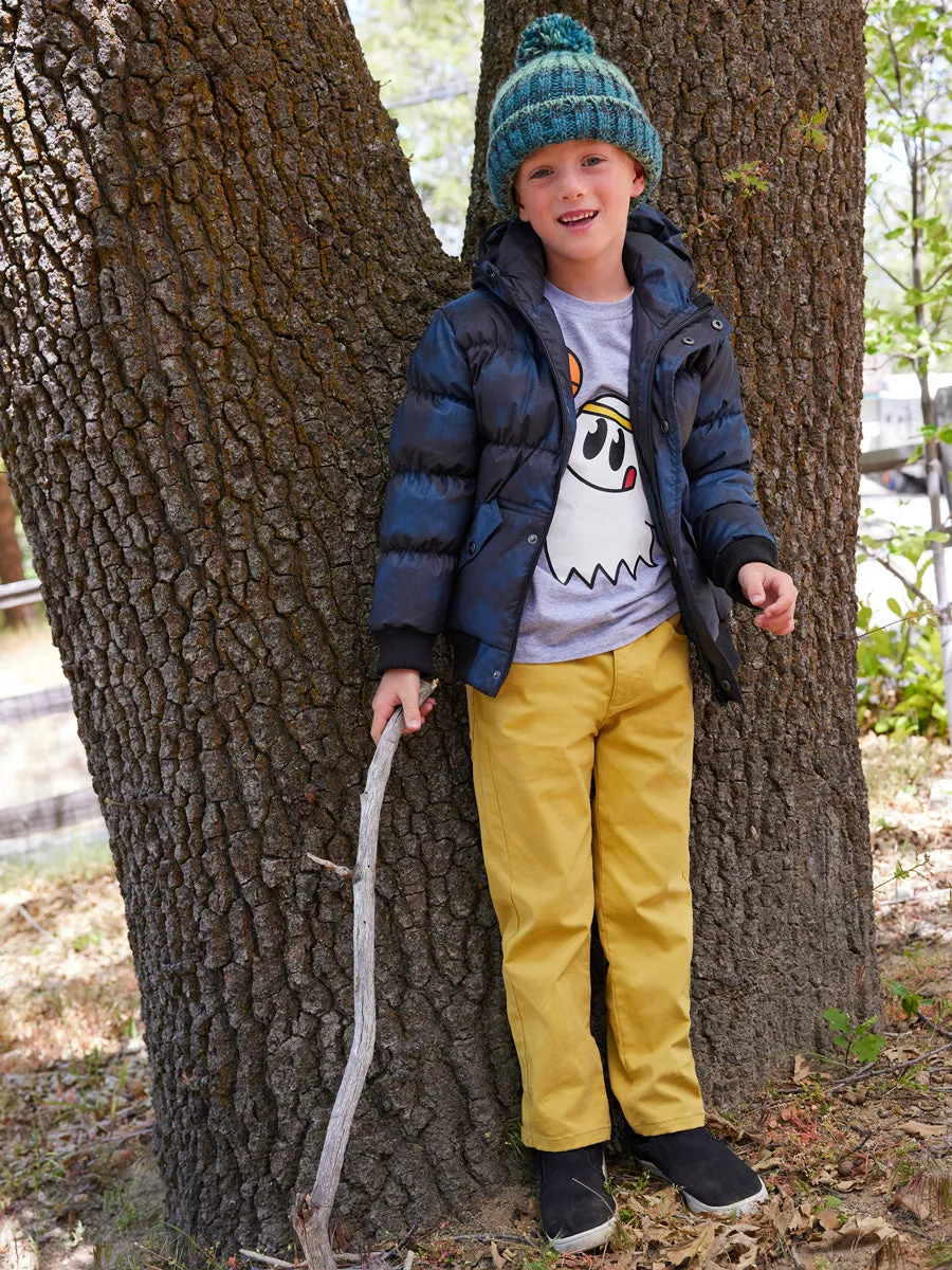 Boys Navy and Teal Puffer Coat
