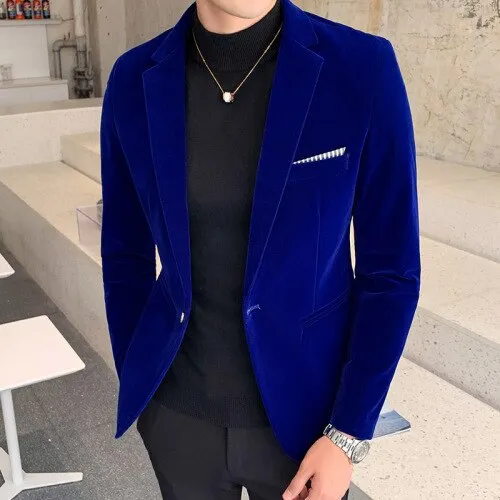Burgundy Velvet Blazer Men Fashion Casual Blazer Men Wedding Groom Singer Costume Slim Blazer Formal Evening Dress M-5XL
