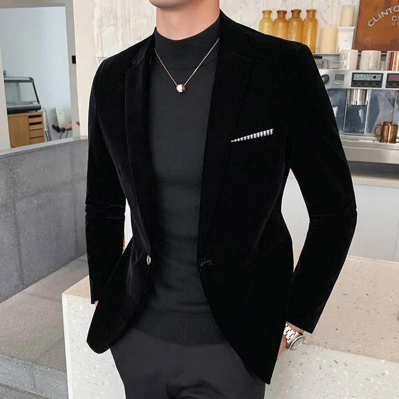 Burgundy Velvet Blazer Men Fashion Casual Blazer Men Wedding Groom Singer Costume Slim Blazer Formal Evening Dress M-5XL