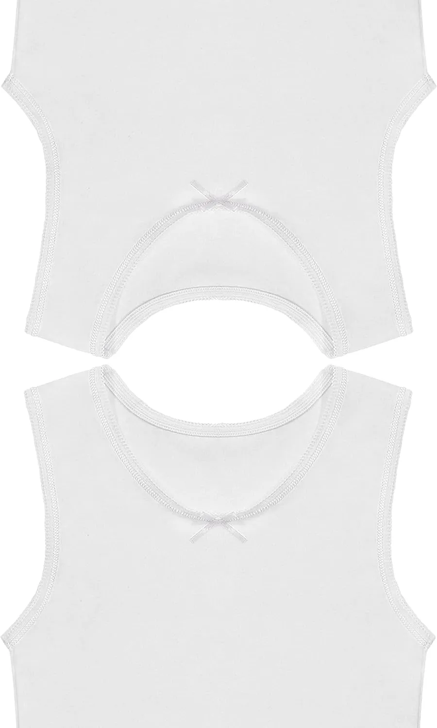 Buyless Fashion Big Girls Tagless Cami Scoop Neck Undershirts White Cotton Tank with Trim (8 Pack)