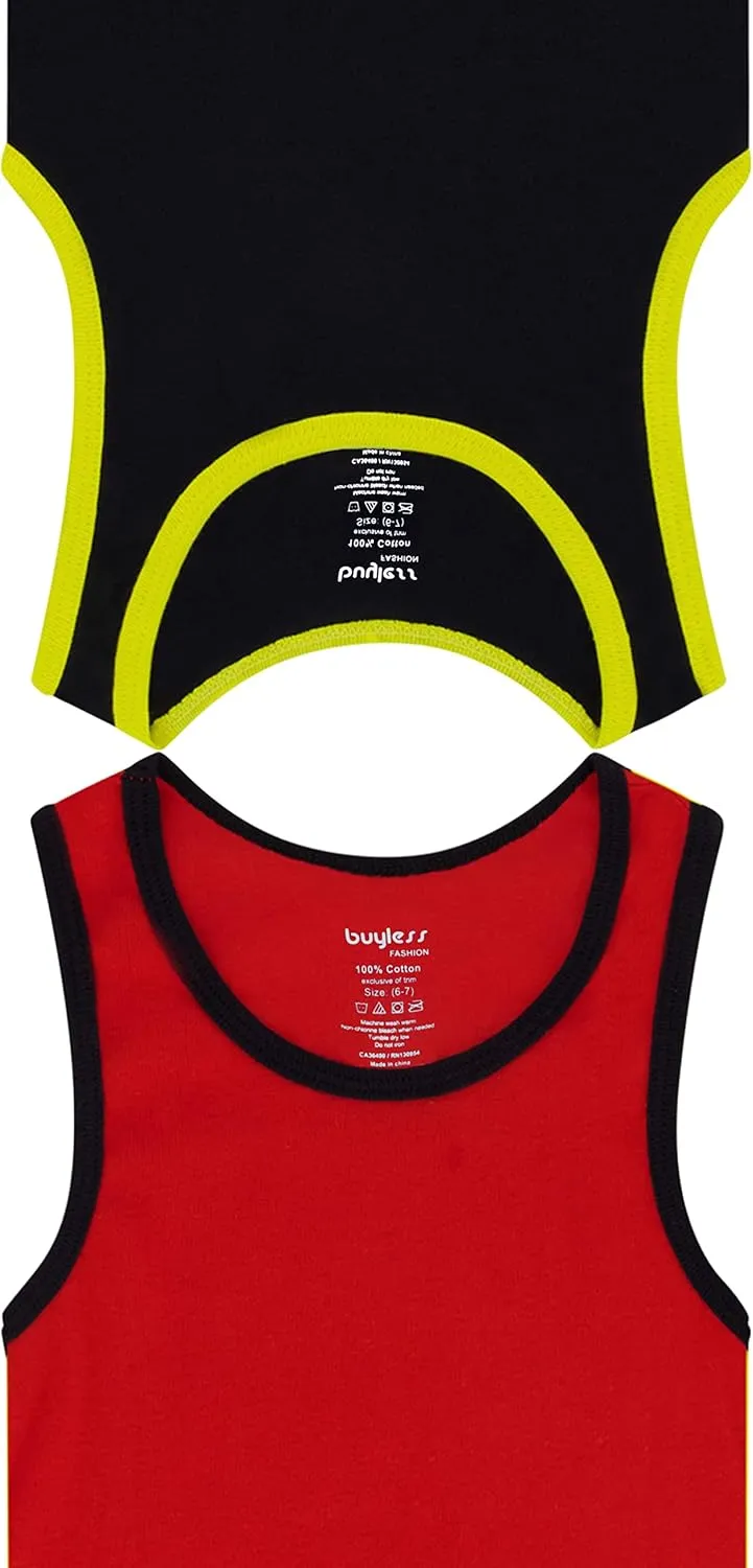 Buyless Fashion Boys Scoop Neck Tagless Undershirts Soft Cotton Tank Top (12 Pack)