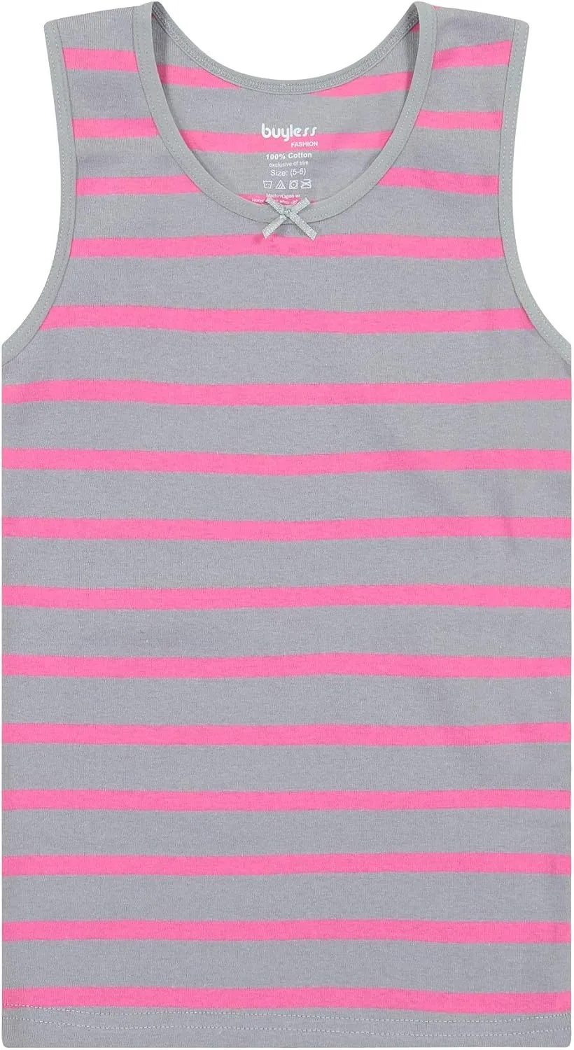 Buyless Fashion Girls Tank Top - Sleeveless Cami Tanks Cotton Undershirts for Dance Gymnastics, Kids & Toddler Size (12 Pack)