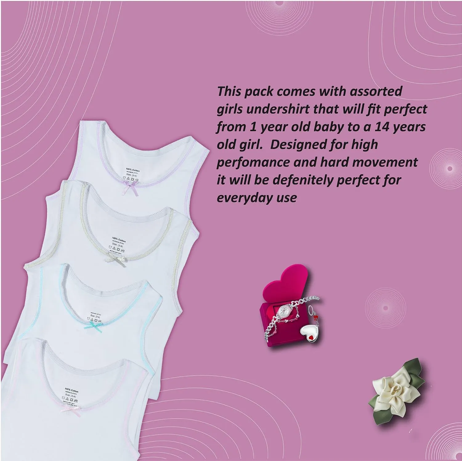 Buyless Fashion Girls Tank Top - Sleeveless Cami Tanks Cotton Undershirts for Dance Gymnastics, Kids & Toddler Size (12 Pack)