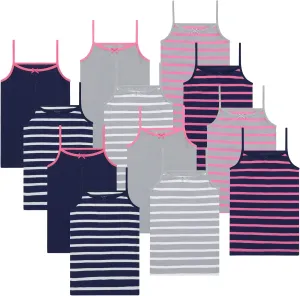 Buyless Fashion Girls Tank Top - Sleeveless Cami Tanks Cotton Undershirts for Dance Gymnastics, Kids & Toddler Size (12 Pack)