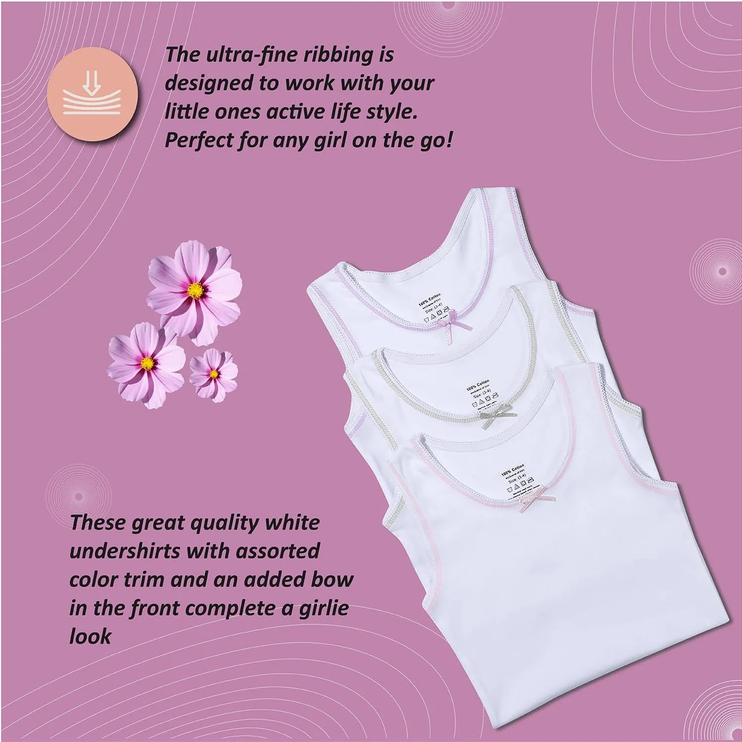 Buyless Fashion Girls Tank Top - Sleeveless Cami Tanks Cotton Undershirts for Dance Gymnastics, Kids & Toddler Size (12 Pack)