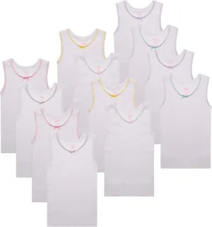 Buyless Fashion Girls Tank Top - Sleeveless Cami Tanks Cotton Undershirts for Dance Gymnastics, Kids & Toddler Size (12 Pack)