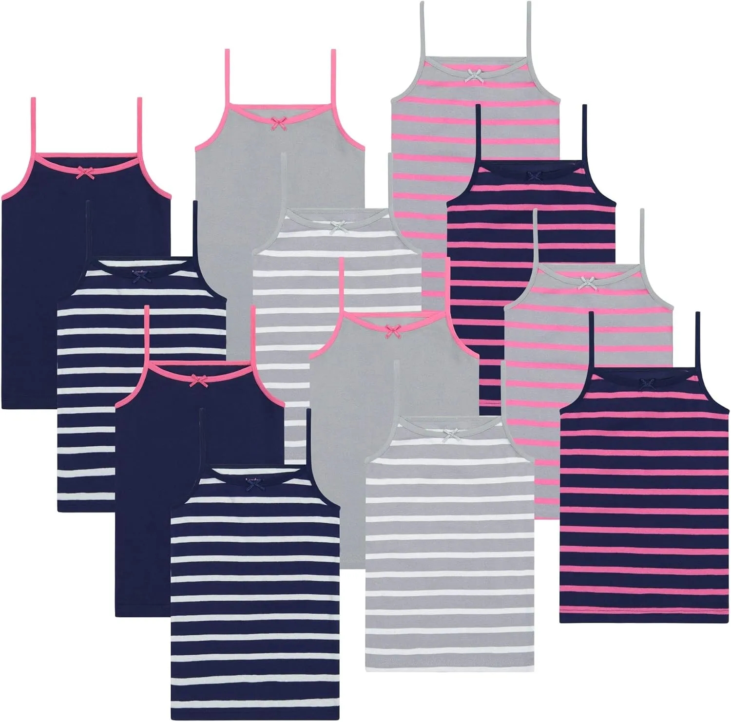 Buyless Fashion Girls Tank Top - Sleeveless Cami Tanks Cotton Undershirts for Dance Gymnastics, Kids & Toddler Size (12 Pack)