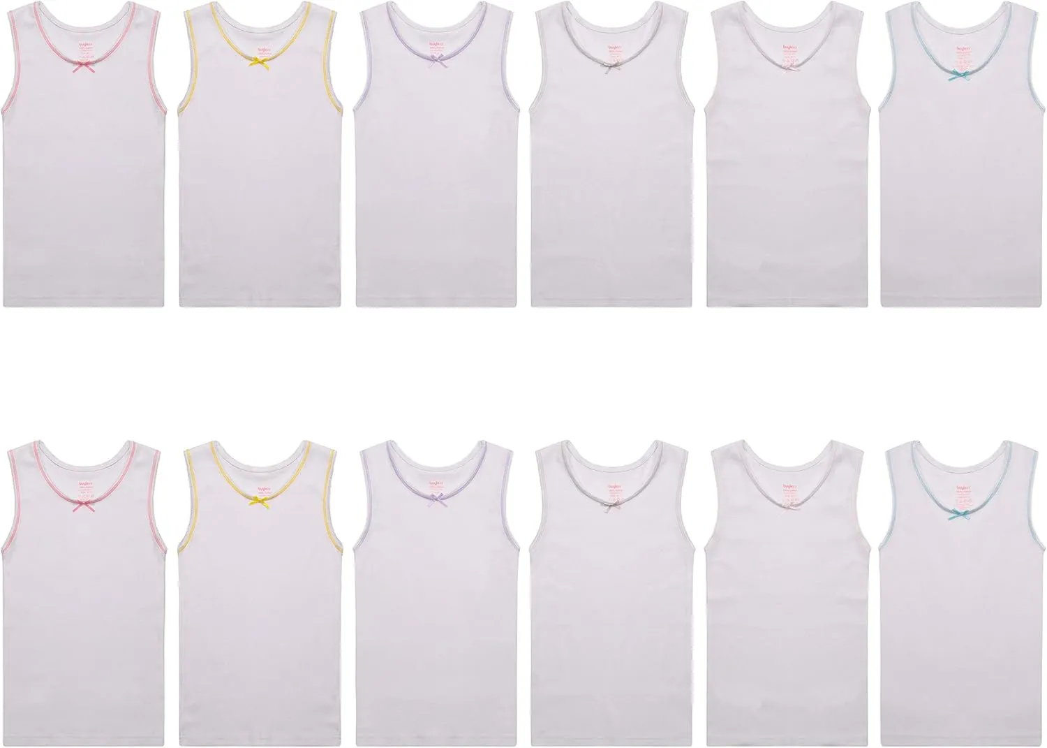 Buyless Fashion Girls Tank Top - Sleeveless Cami Tanks Cotton Undershirts for Dance Gymnastics, Kids & Toddler Size (12 Pack)