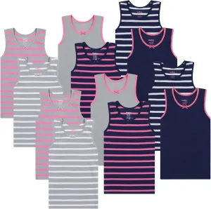 Buyless Fashion Girls Tank Top - Sleeveless Cami Tanks Cotton Undershirts for Dance Gymnastics, Kids & Toddler Size (12 Pack)