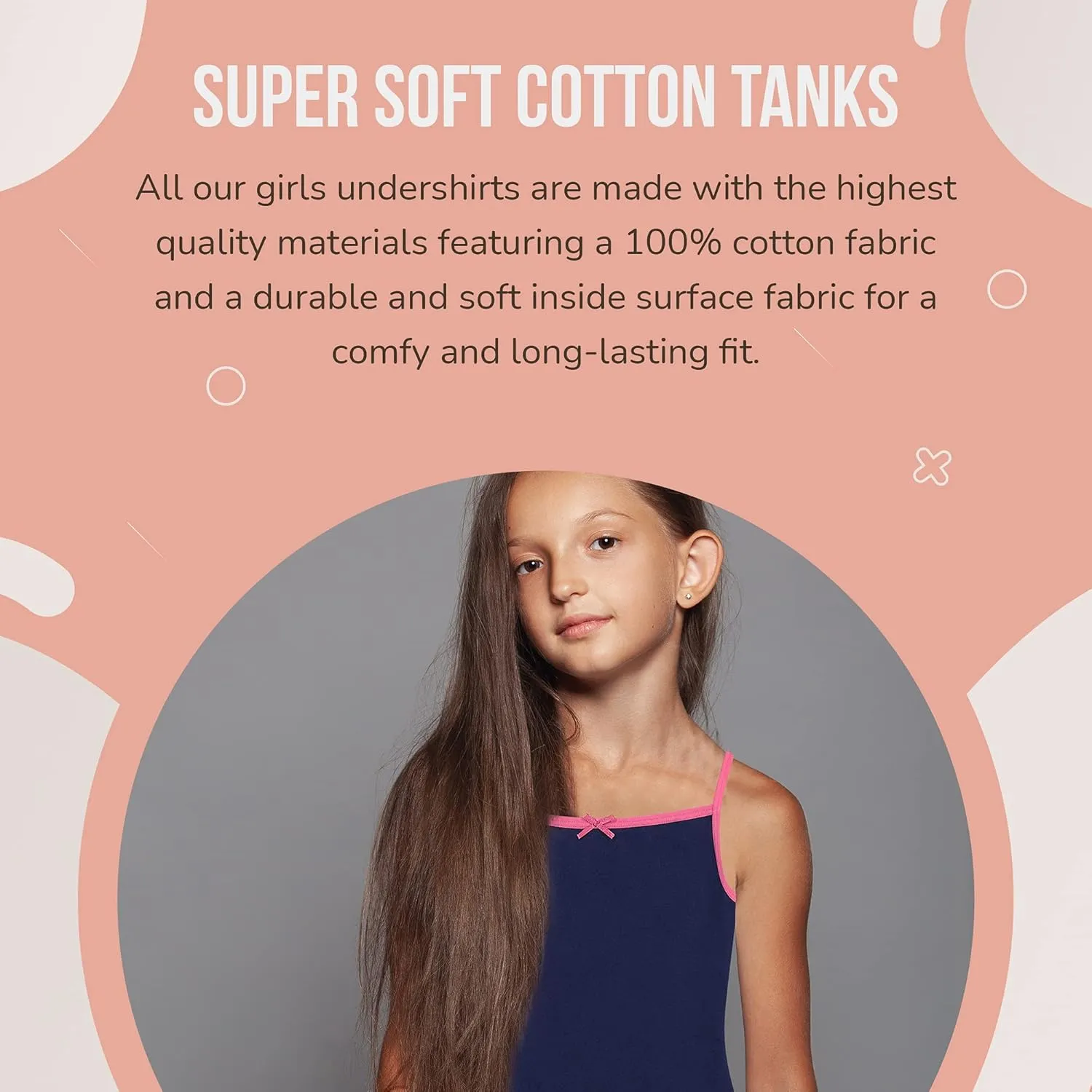 Buyless Fashion Girls Tank Tops - Sleeveless Cami Tanks Cotton Undershirts for Dance Gymnastics, Kids & Toddler Size (6 Pack)