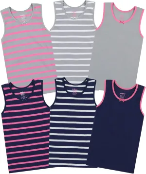 Buyless Fashion Girls Tank Tops - Sleeveless Cami Tanks Cotton Undershirts for Dance Gymnastics, Kids & Toddler Size (6 Pack)