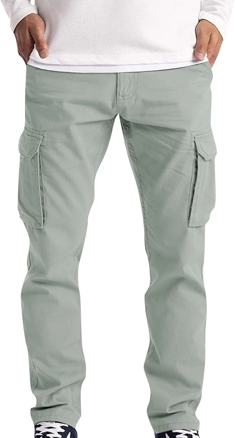 Cargo Pants for Men Slim Fit Plus Size Work Pants 3XL-5XL Stretch Casual Outdoor Hiking Pants Twill Denim Cargo Pants