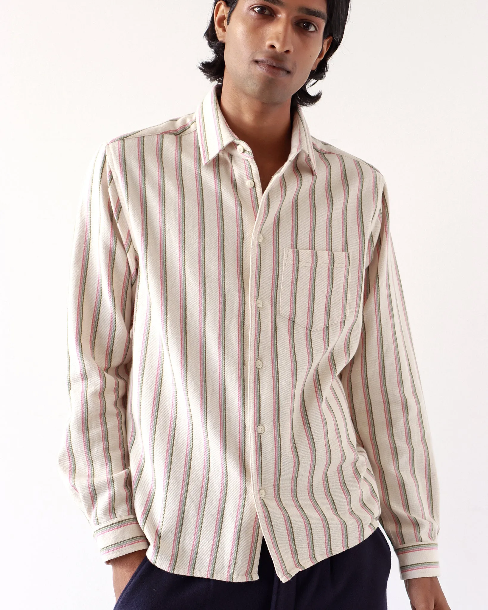 Classic Shirt - White Kuki Stripe