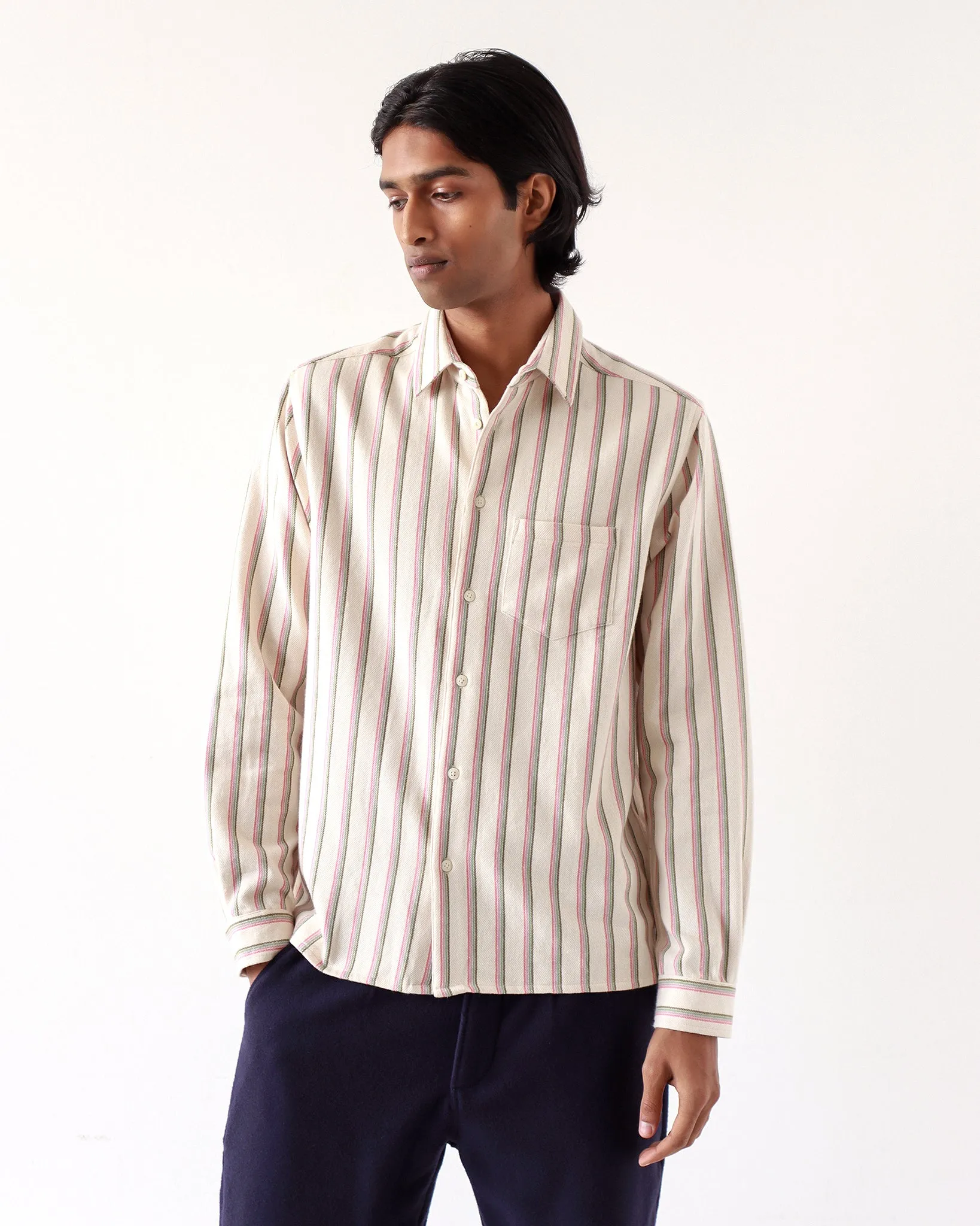 Classic Shirt - White Kuki Stripe
