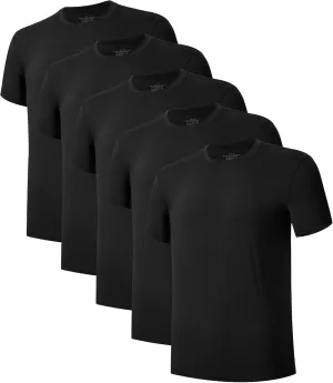 COLORFULLEAF Men's Undershirts Bamboo Rayon Short Sleeve Crewneck/V-Neck Tees Slim-fit T-Shirts 3 or 5 Pack