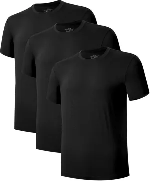 COLORFULLEAF Men's Undershirts Bamboo Rayon Short Sleeve Crewneck/V-Neck Tees Slim-fit T-Shirts 3 or 5 Pack