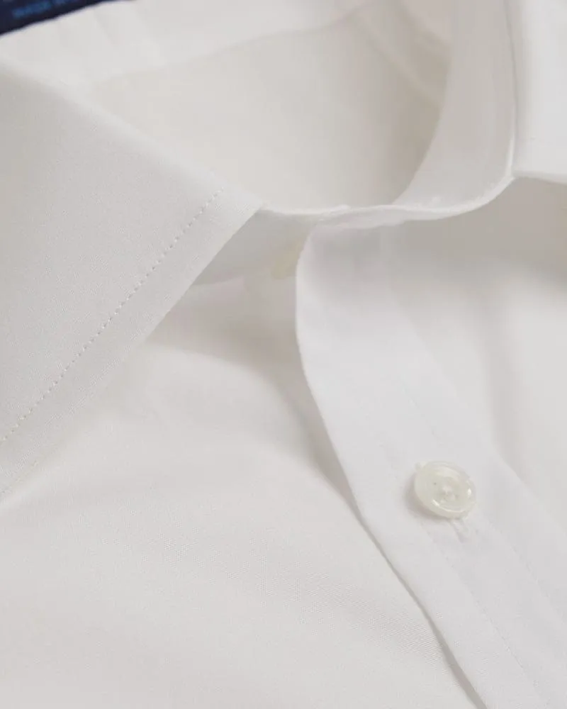 Contemporary Fit, Classic Collar, Two Button Cuff Plain White Poplin Cotton