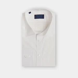 Contemporary Fit, Classic Collar, Two Button Cuff Plain White Poplin Cotton