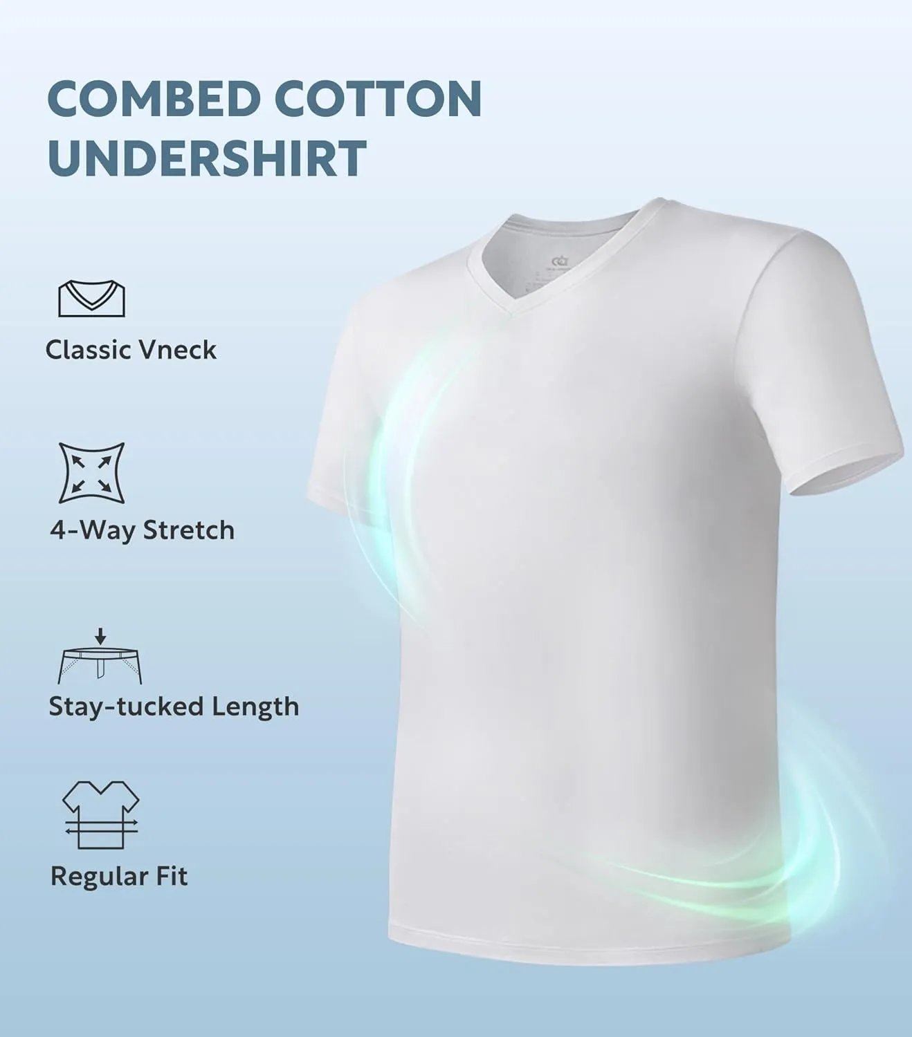 DAVID ARCHY Men's Undershirts Combed Cotton T-Shirt Soft Moisture-Wicking Undershirt Crew Neck or V Neck Tees 3 Pack